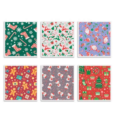 6.7" x 7.5" Custom Christmas Cellulose Sponge Cloths Cleaning Rag